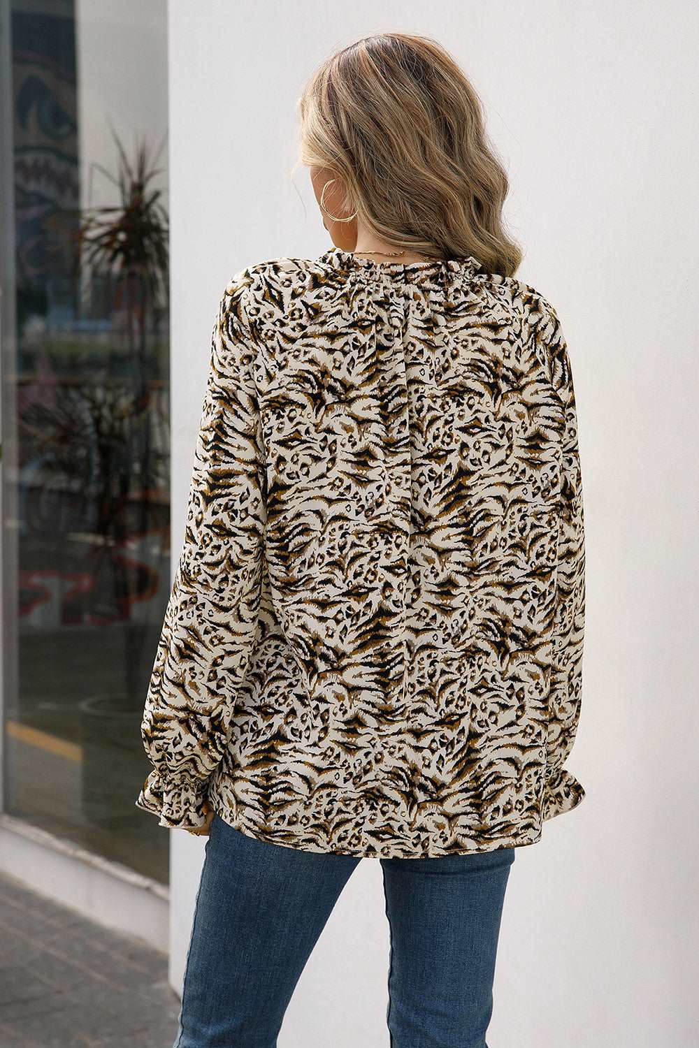 Animal Print Tie Neck Blouse Animal Print Tie Neck Blouse - M&R CORNER Trendsi