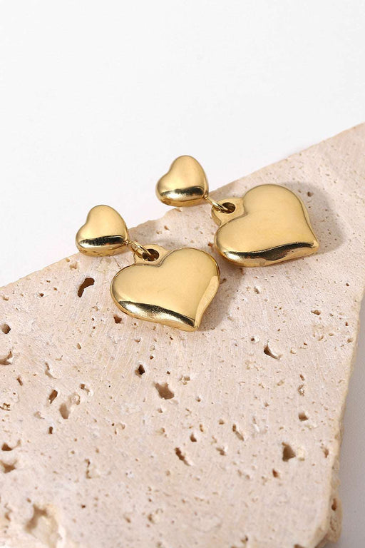 14K Gold Plated Double Heart Stud Earrings 14K Gold Plated Double Heart Stud Earrings - M&R CORNER Trendsi