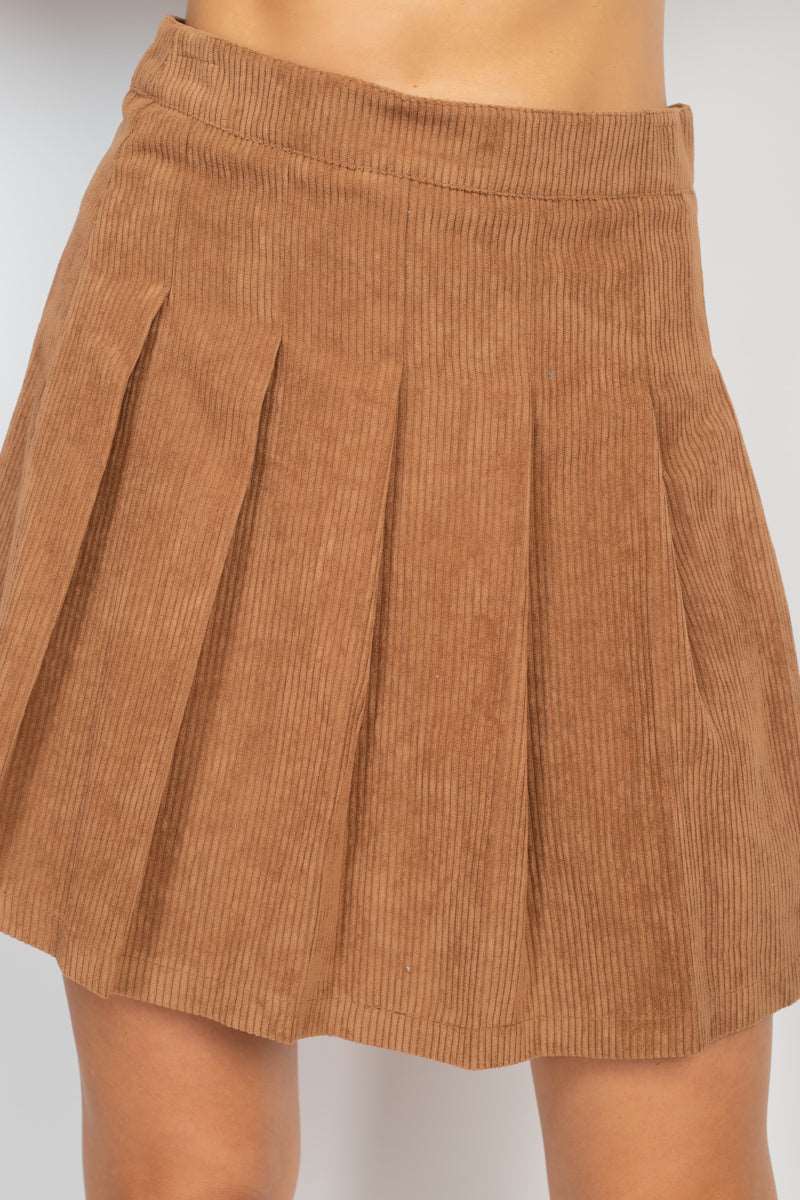 A-line Corduroy Pleated Mini Skirt A-line Corduroy Pleated Mini Skirt - M&R CORNER M&R CORNER