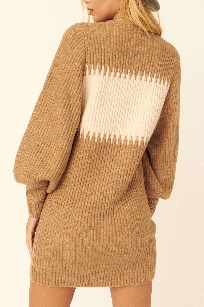 A Ribbed Knit Sweater Mini Dress A Ribbed Knit Sweater Mini Dress - M&R CORNER M&R CORNER