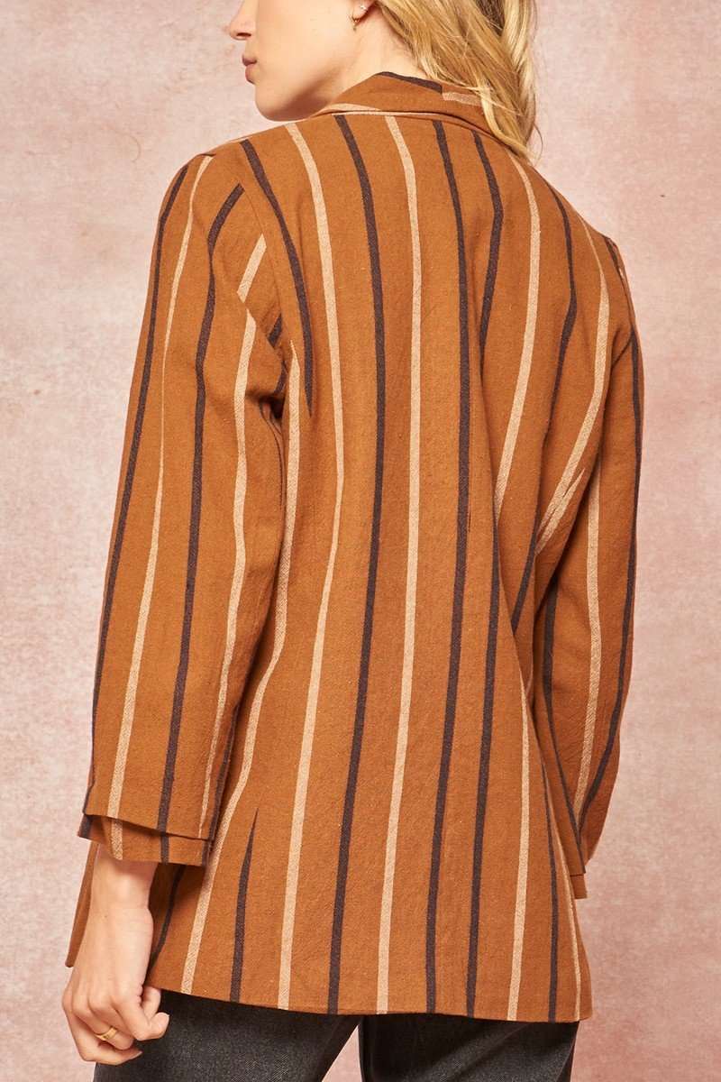 A Striped Woven Blazer Jacket A Striped Woven Blazer Jacket - M&R CORNER M&R CORNER