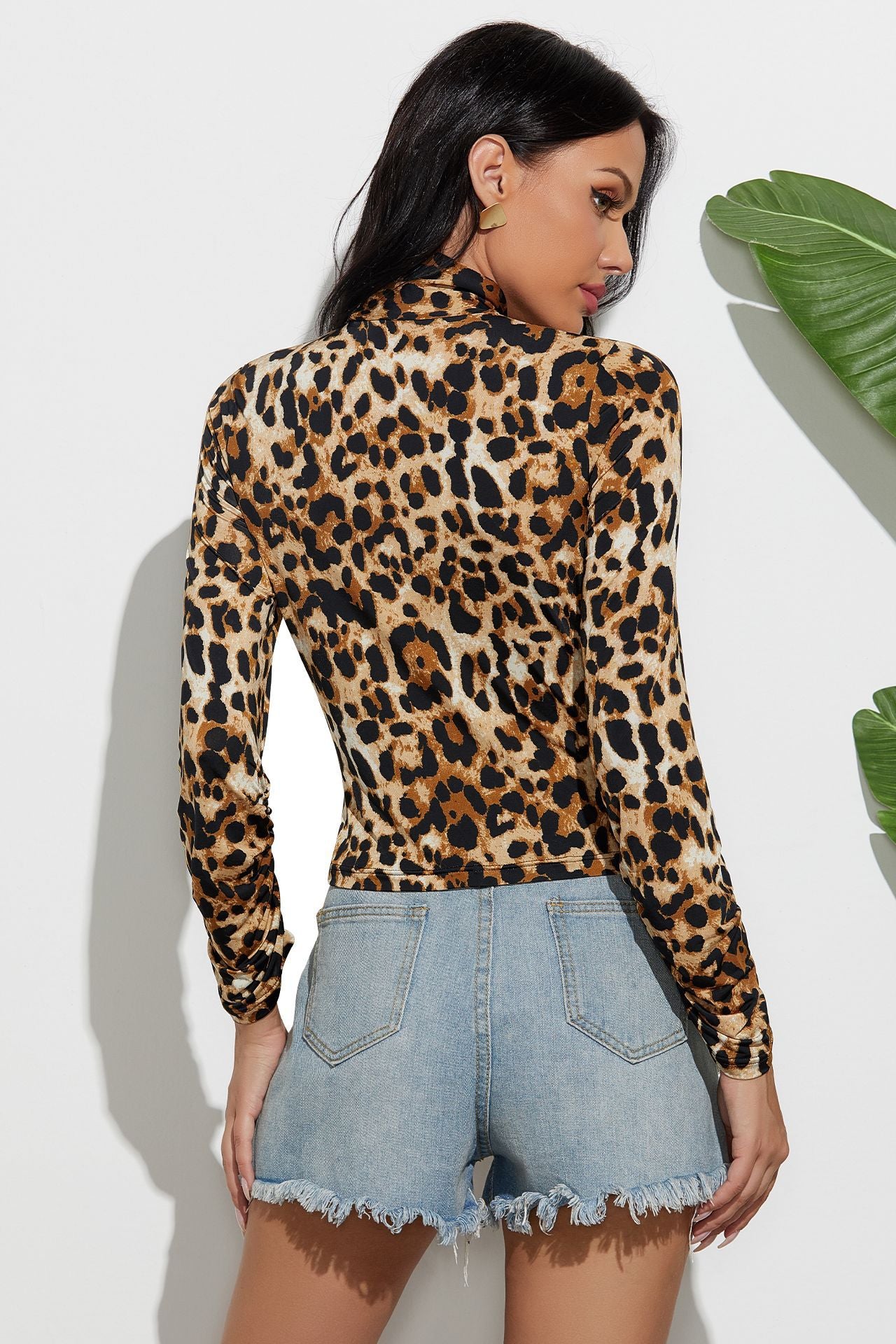 Leopard Print Shirring Base Top