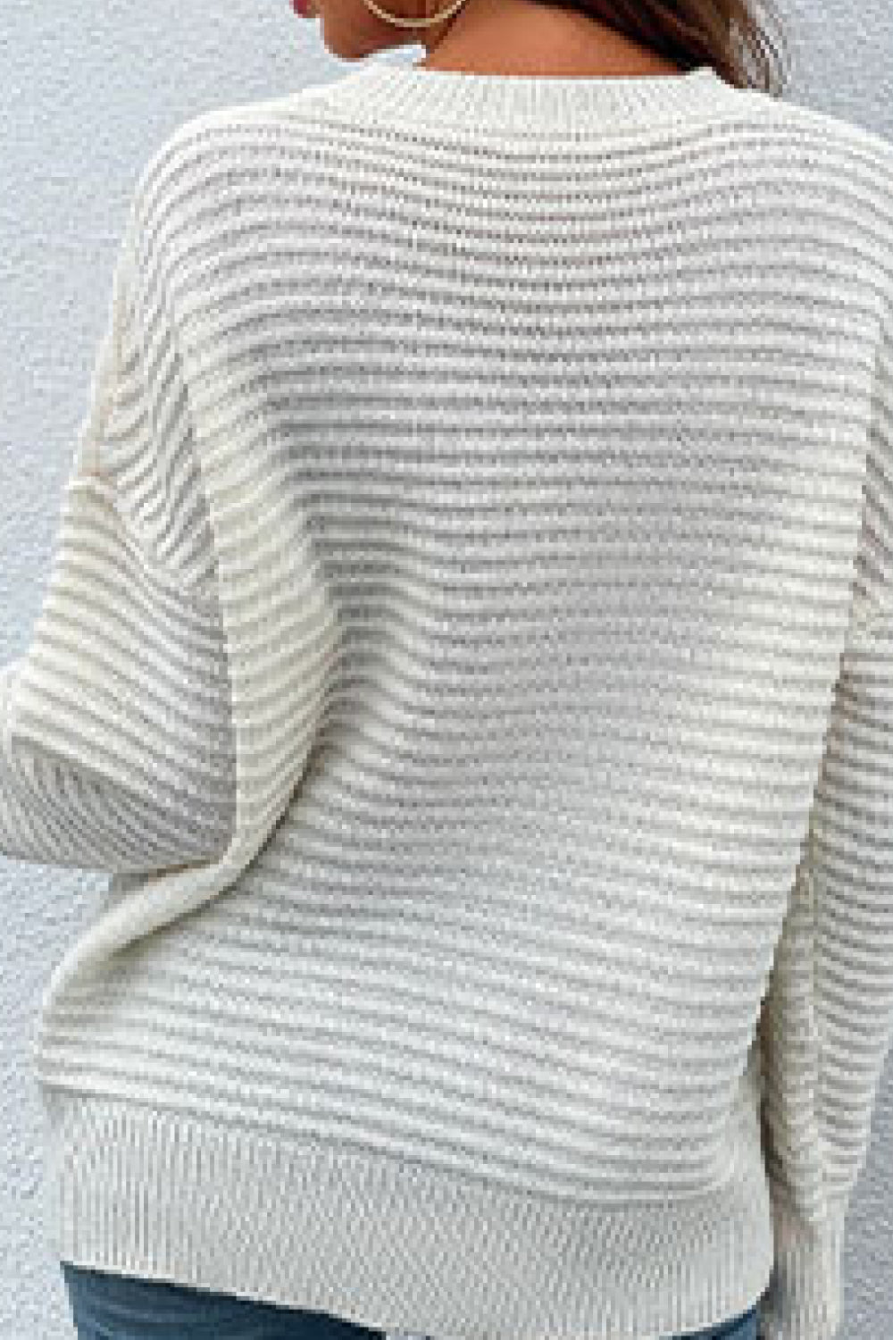 Cutout Horizontal Rib-Knit Sweater
