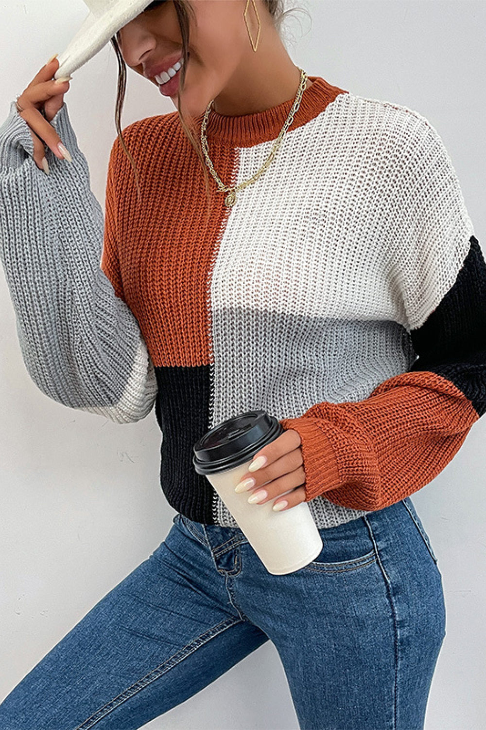 Color Block Chunky Sweater Color Block Chunky Sweater - M&R CORNER Trendsi