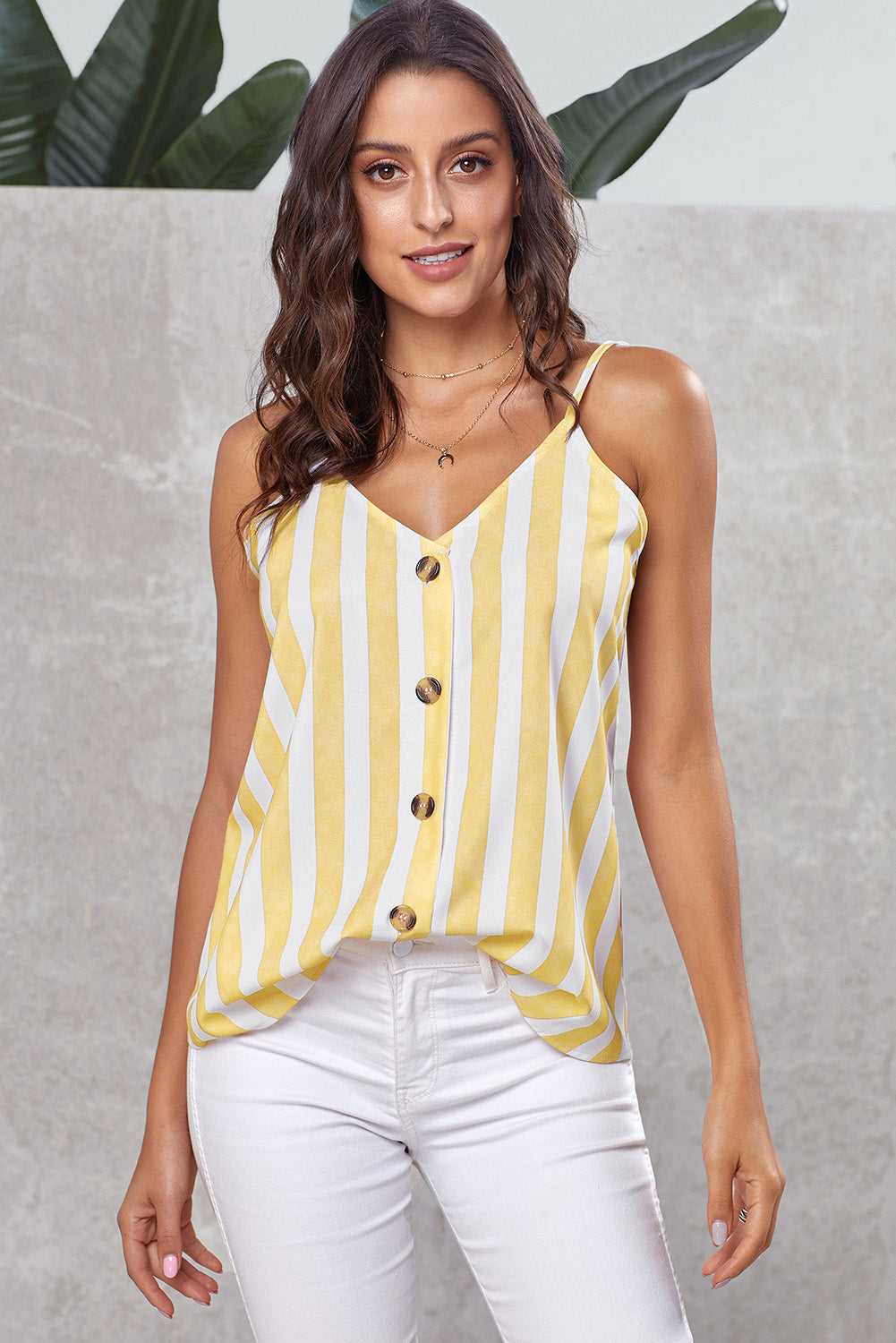 Button Up Strappy Cami Top