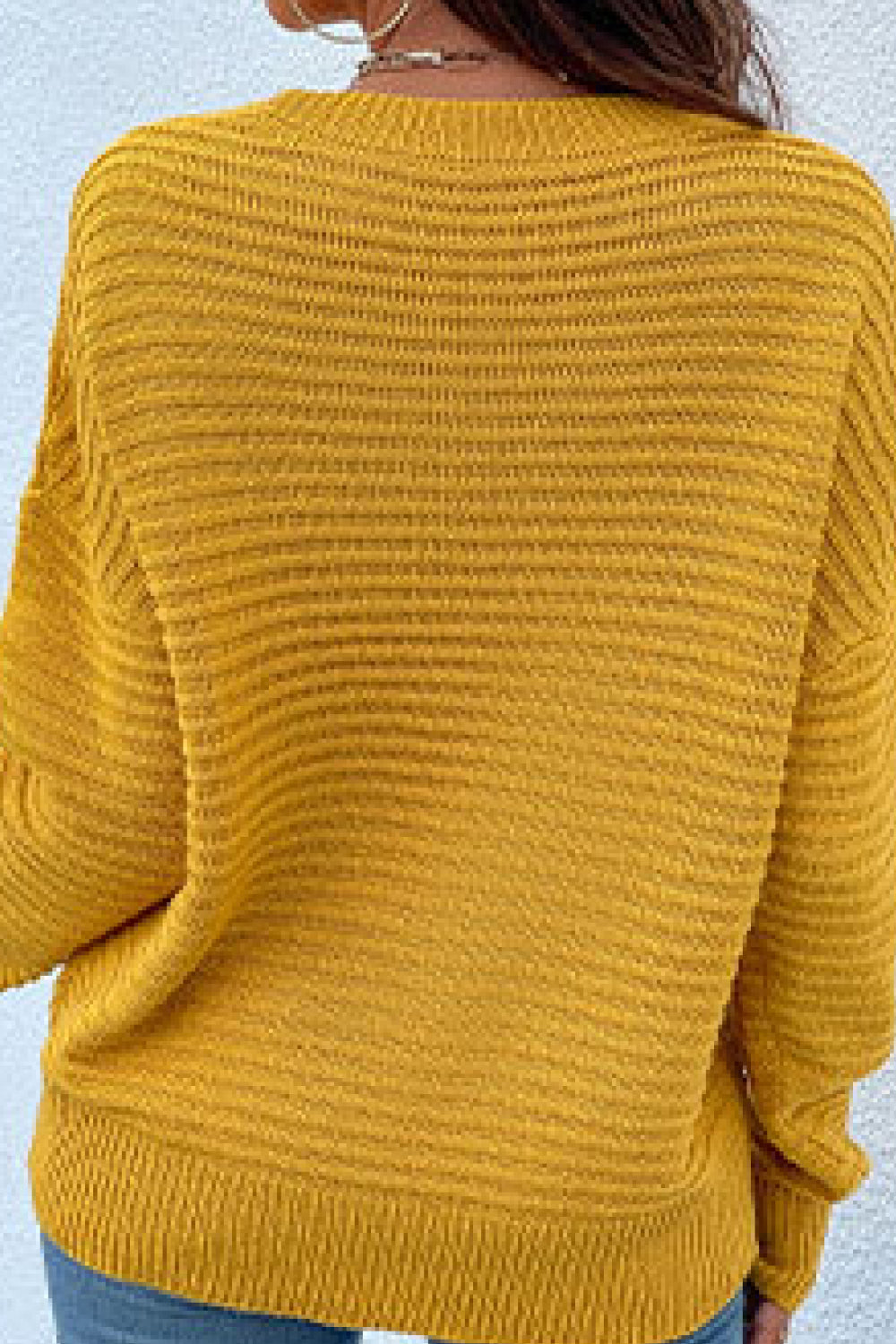 Cutout Horizontal Rib-Knit Sweater
