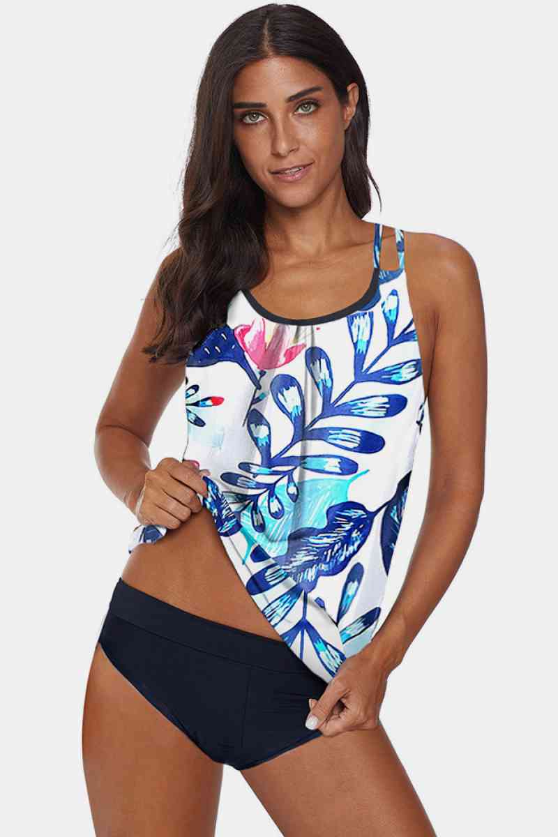 Printed Backless Two Pieces Tankini