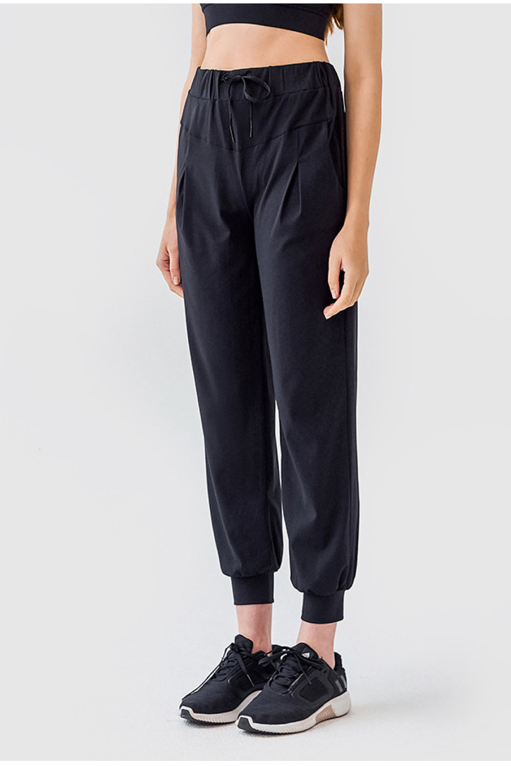 Drawstring Cropped Joggers with Side Pockets