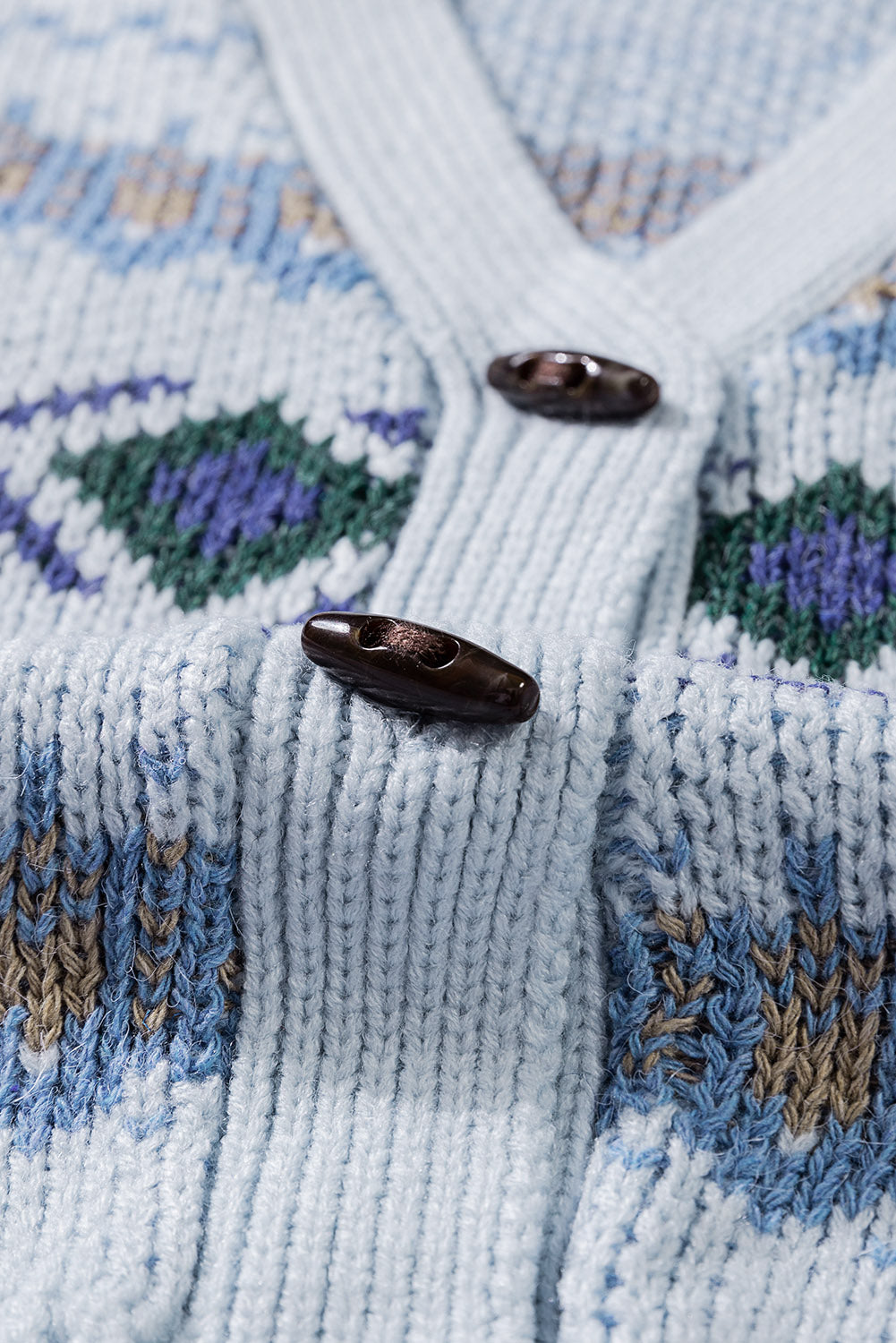 Fair Isle V-Neck Button Front Cardigan