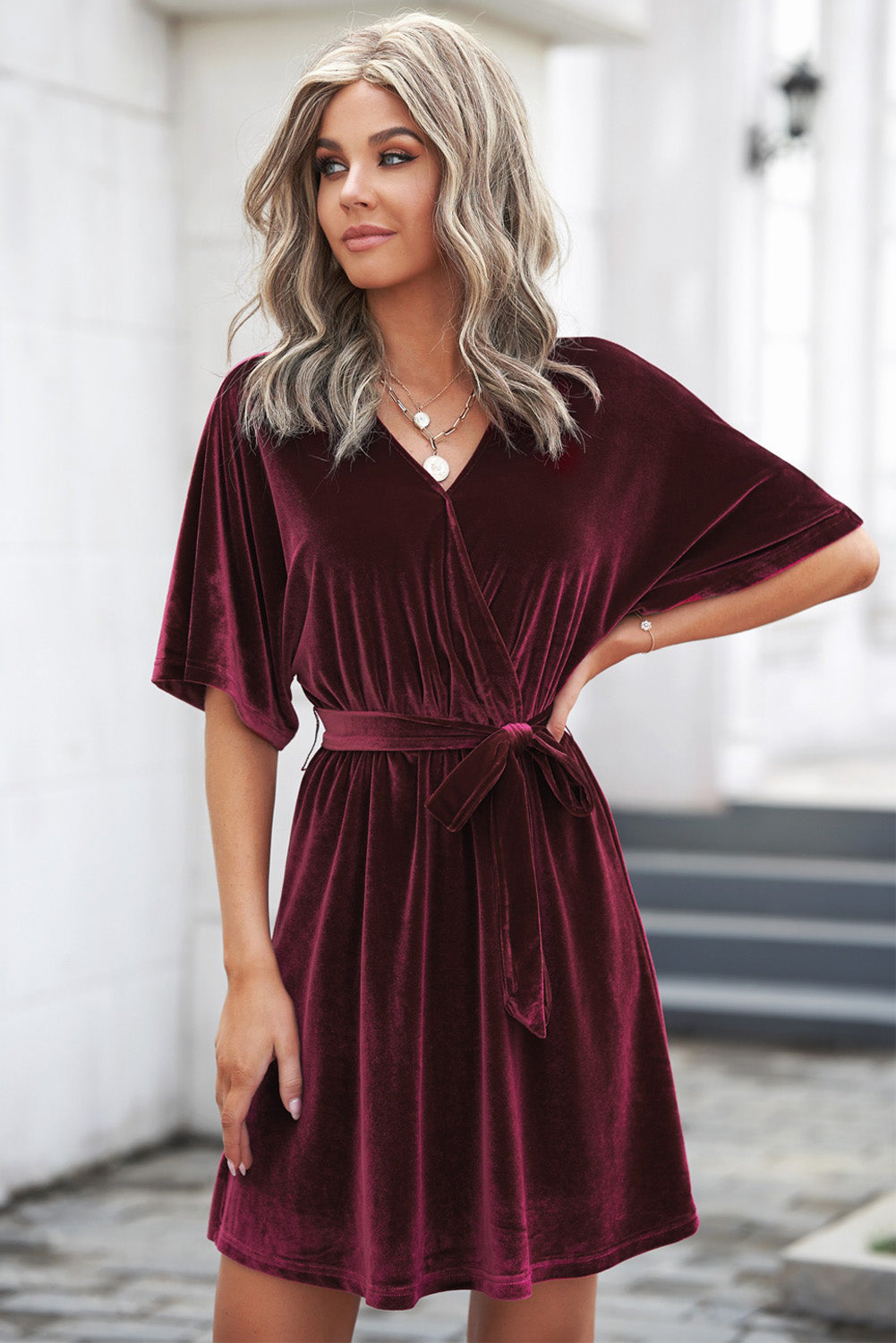 Velvet Dress with Belt