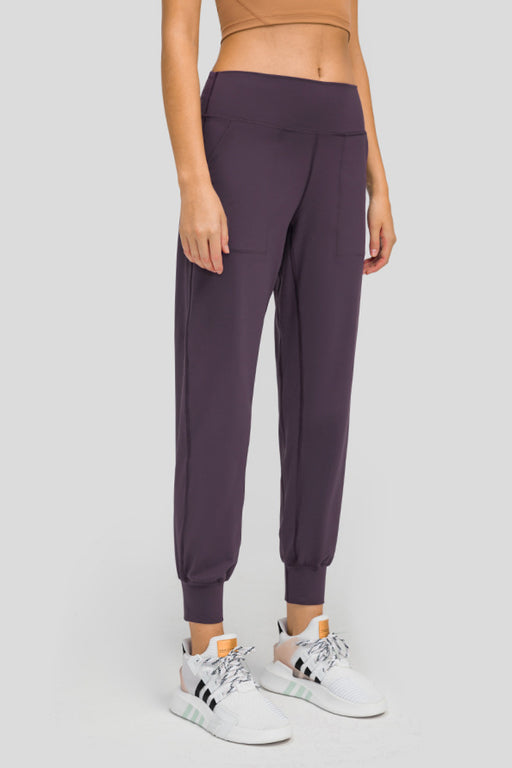 Wide Waistband Slant Pocket Pants Wide Waistband Slant Pocket Pants - M&R CORNERActivewear M&R CORNER Purple / 4