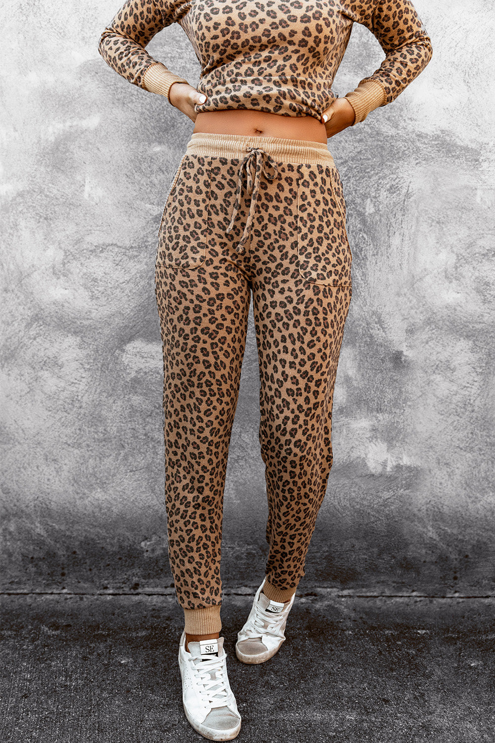 Leopard Print Drawstring Joggers (Joggers Only)
