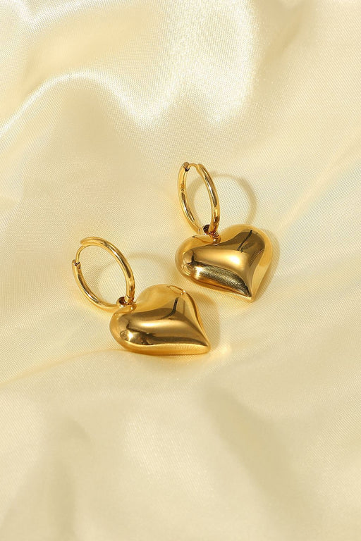 Heart Gold-Plated Huggie Hoop Earrings Heart Gold-Plated Huggie Hoop Earrings - M&R CORNER Trendsi Gold / One Size