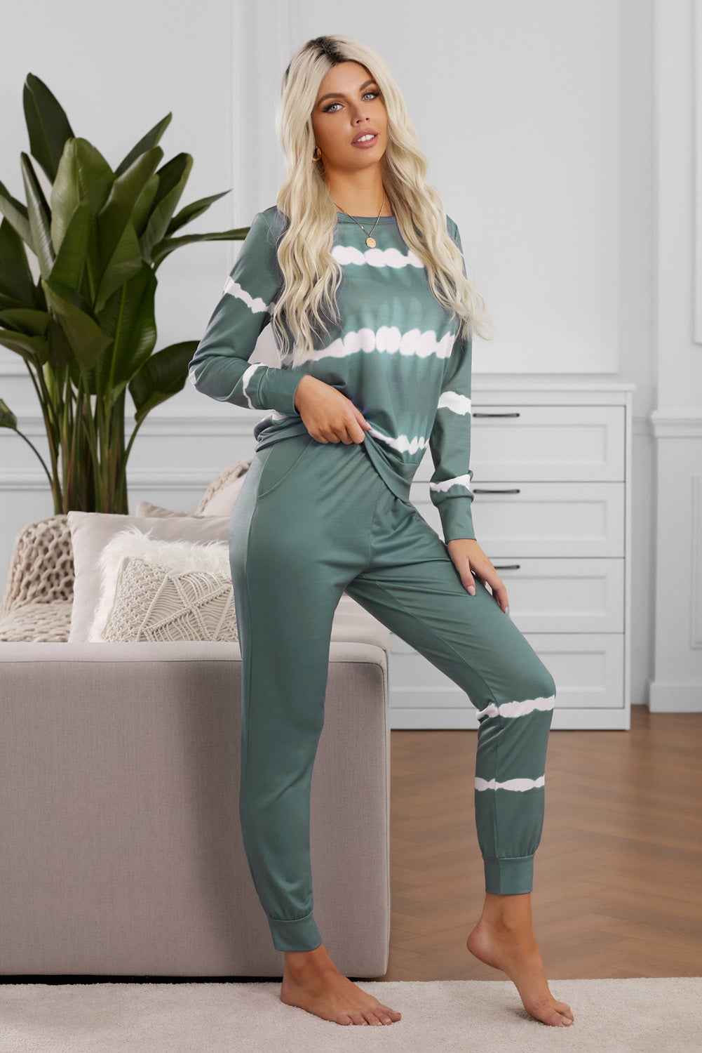 Tie Dye Pullover Top and Pants Lounge Set