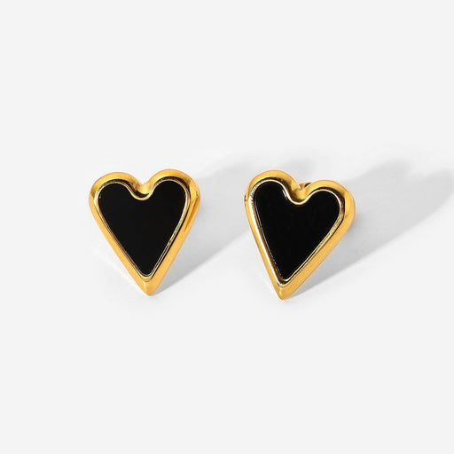 Shell Heart Stud Earrings Shell Heart Stud Earrings - M&R CORNER Trendsi Gold/Black / One Size