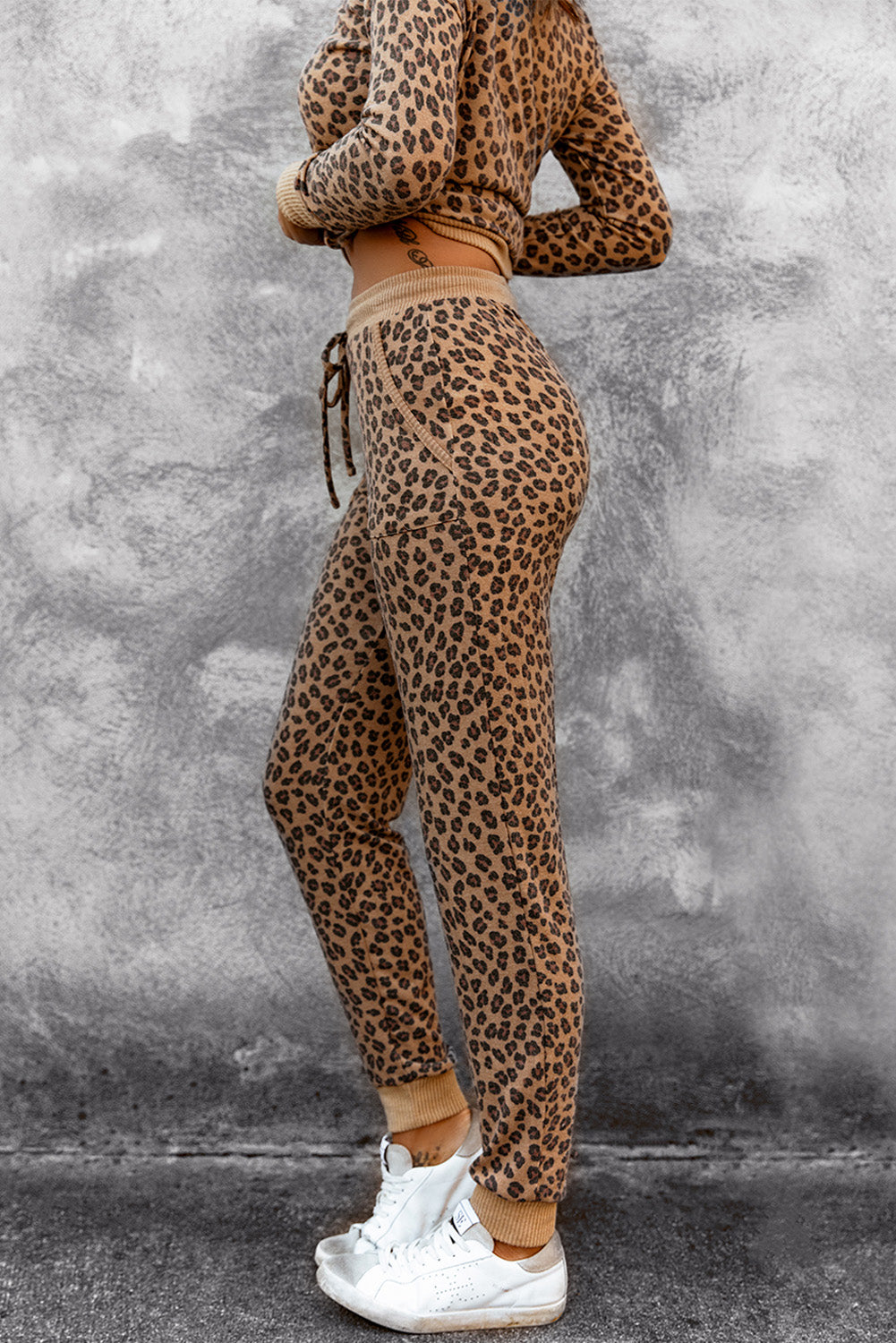 Leopard Print Drawstring Joggers (Joggers Only)