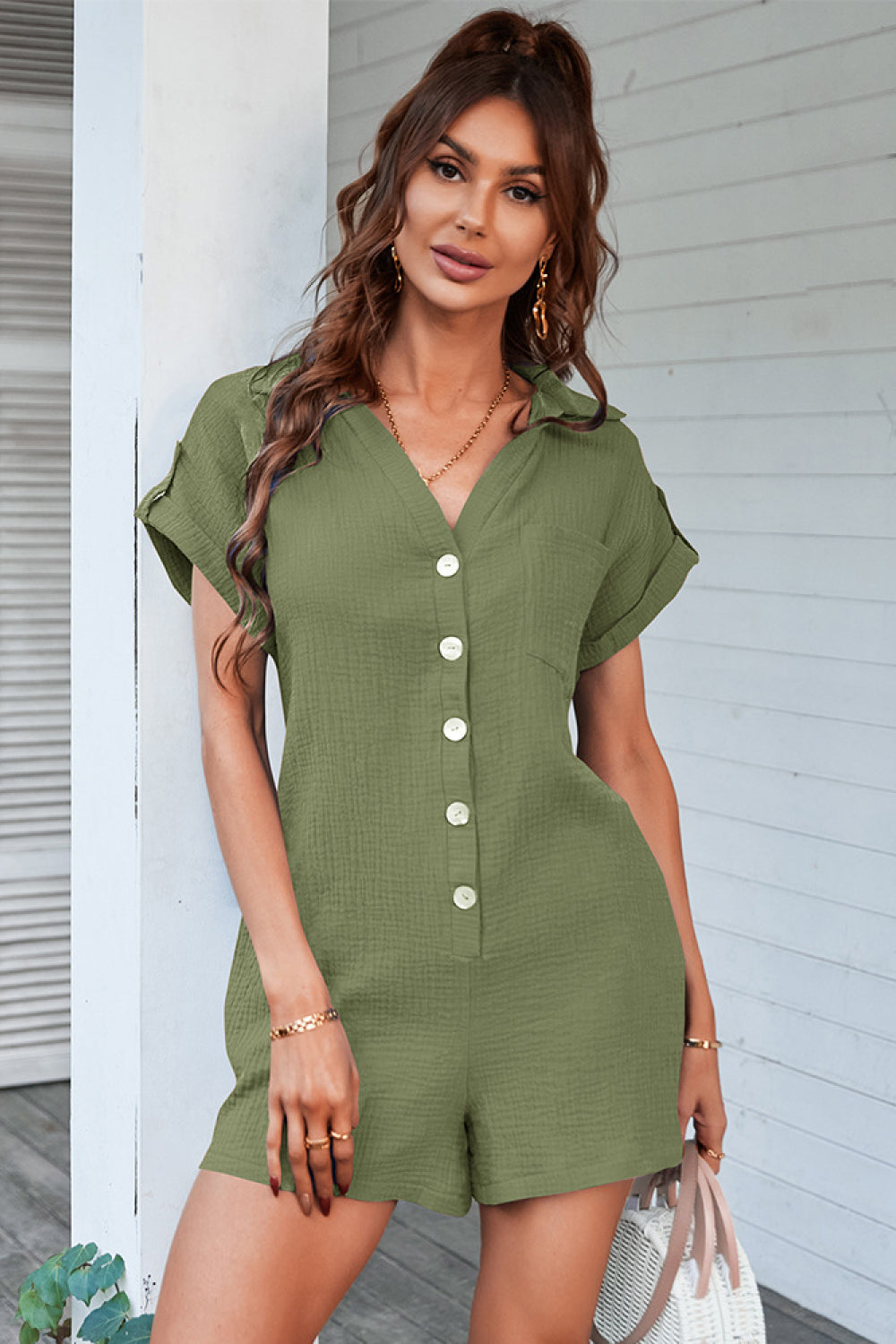 Button Down Johnny Collar Romper