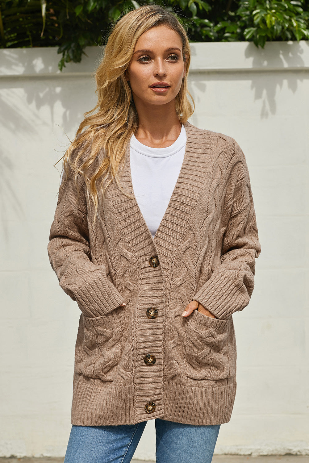 Textured Open Front Knit Cardigan