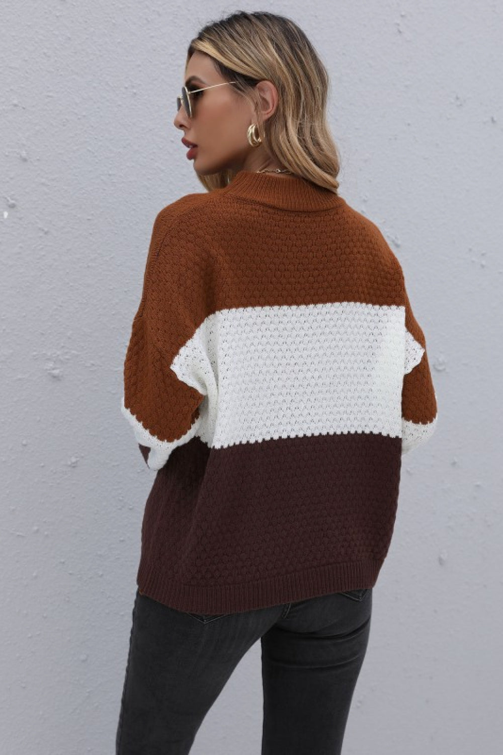 Color Block Long Sleeve Sweater Color Block Long Sleeve Sweater - M&R CORNER Trendsi