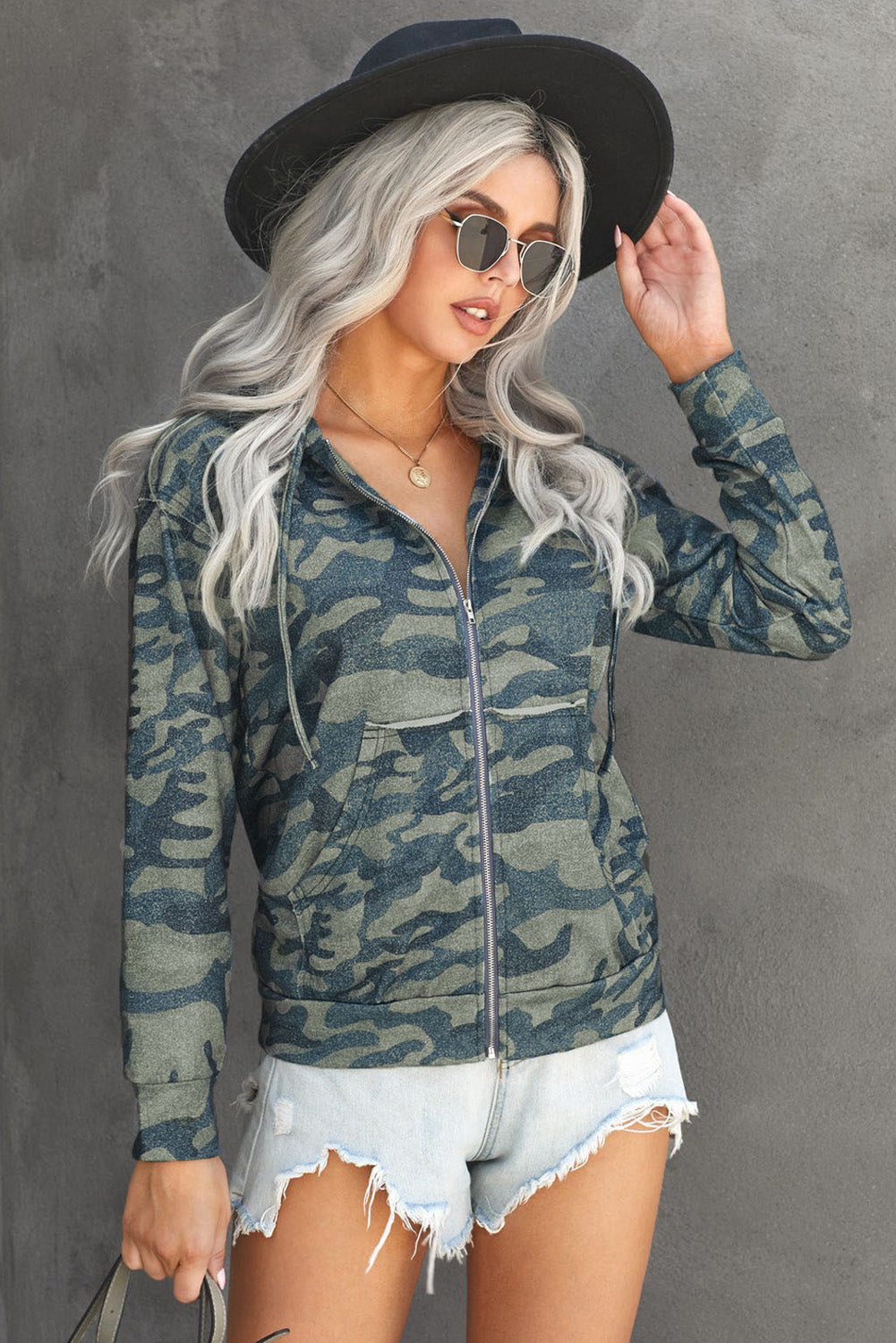 Camouflage Zip Up Hooded Jacket