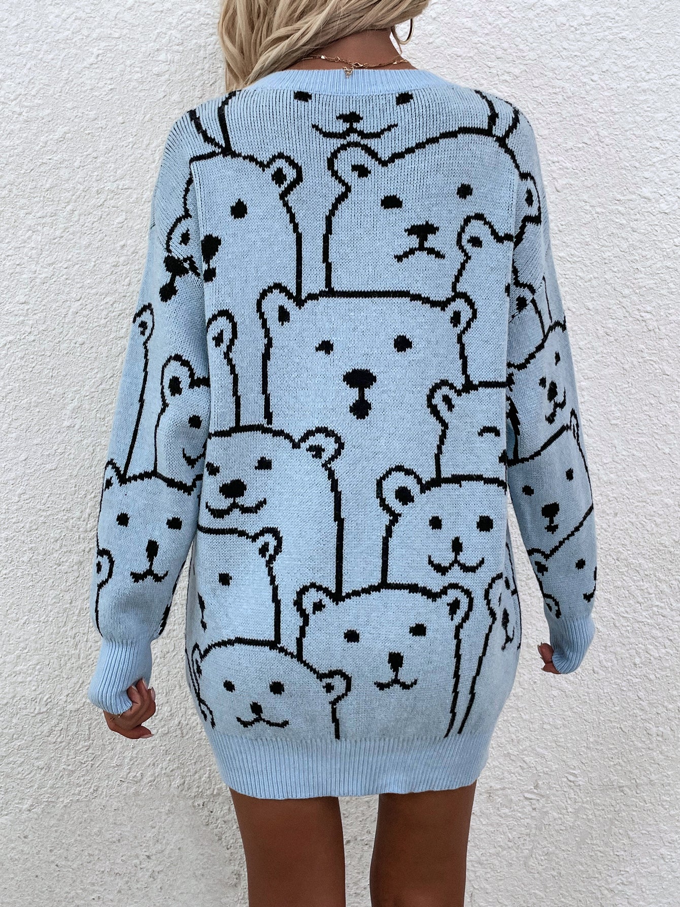 Bear Print Sweater Dress