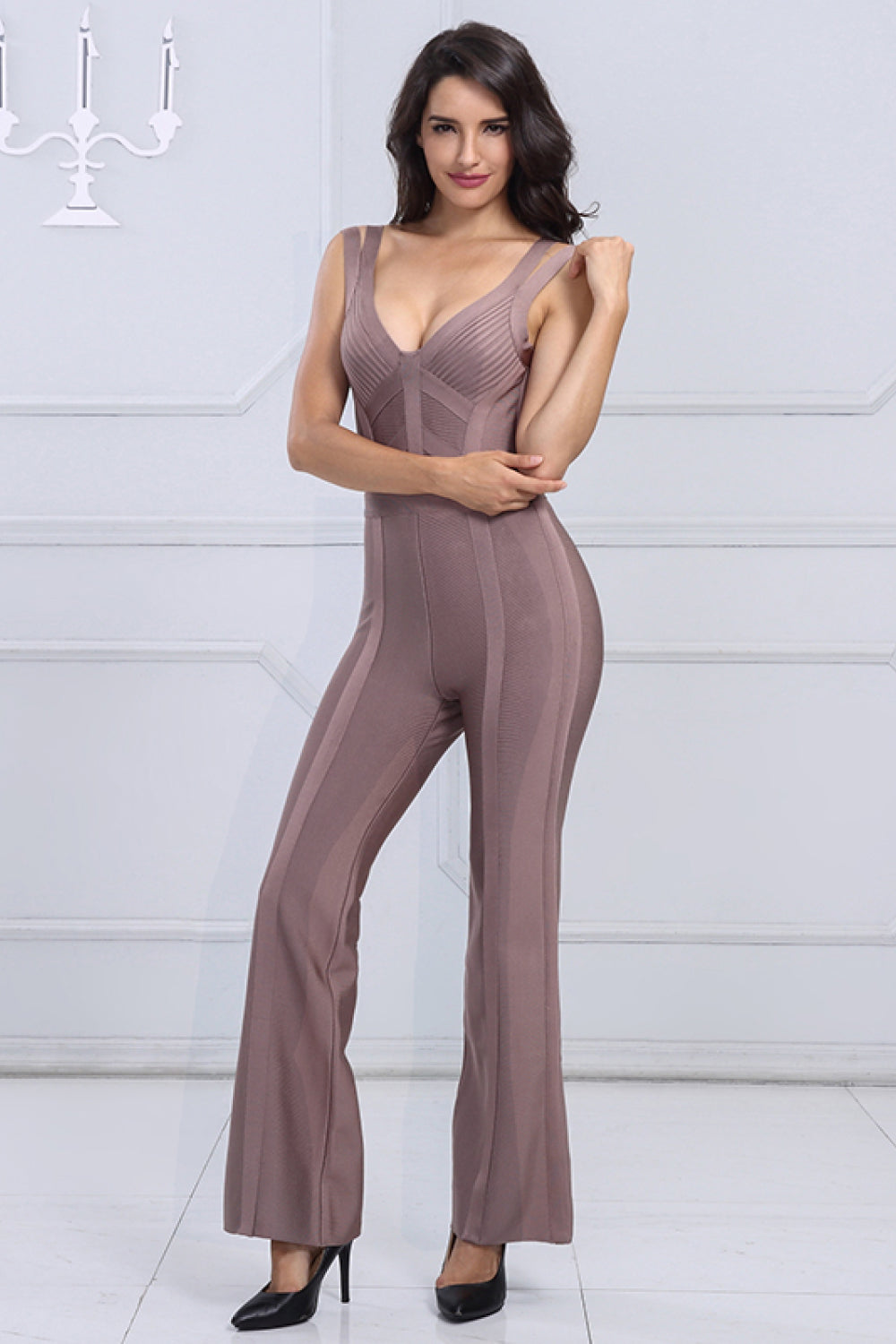 Solid Color Sleeveless Backless Jumpsuit