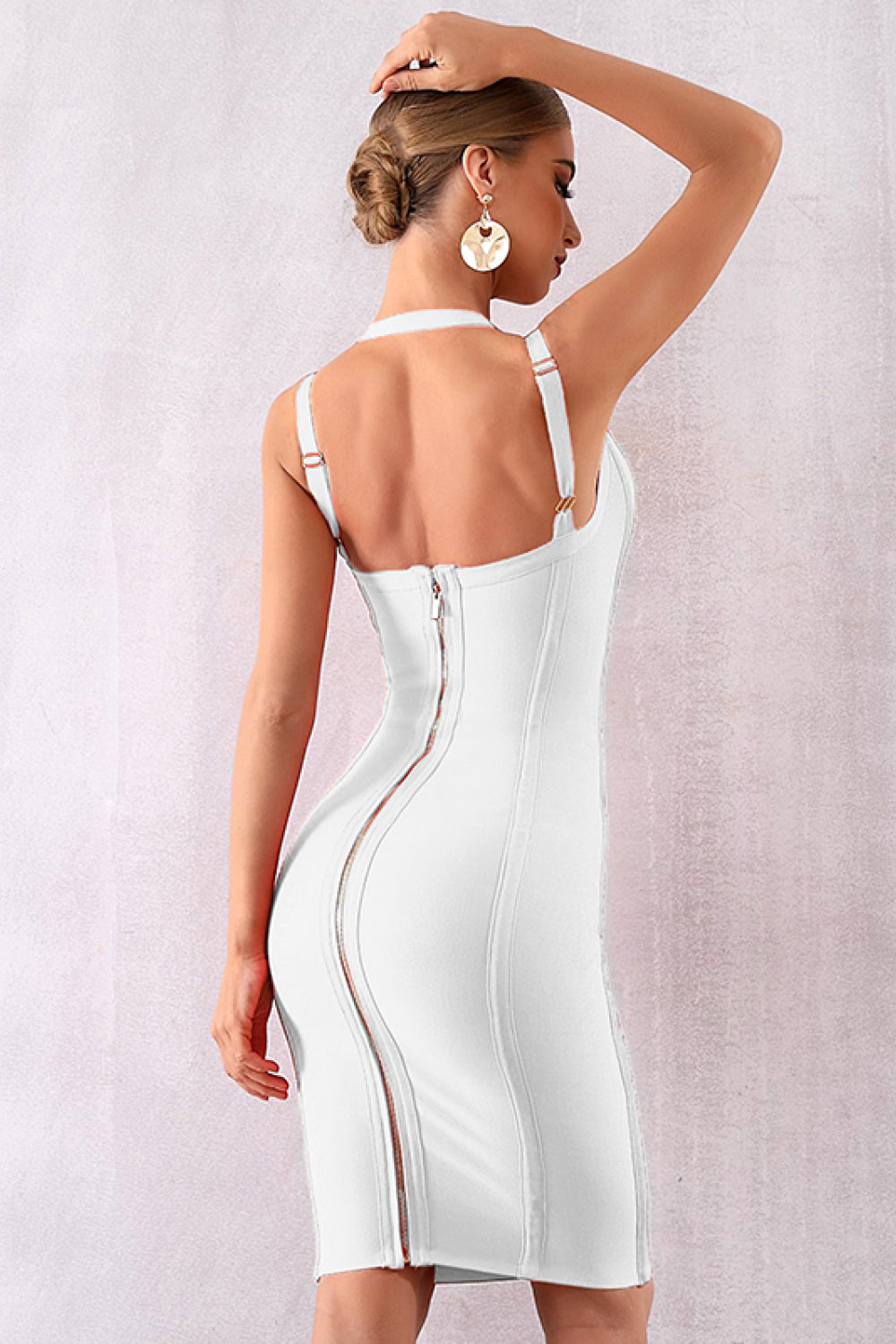 Solid Open Back Bodycon Dress