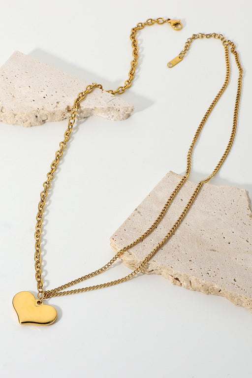 Heart-Shaped Pendant Necklace Heart-Shaped Pendant Necklace - M&R CORNER Trendsi Gold / One Size