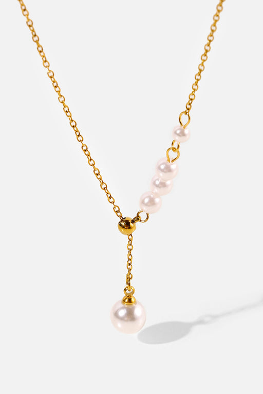 Pearl Drop Pendant Lobster Clasp Necklace Pearl Drop Pendant Lobster Clasp Necklace - M&R CORNER Trendsi Gold / One Size