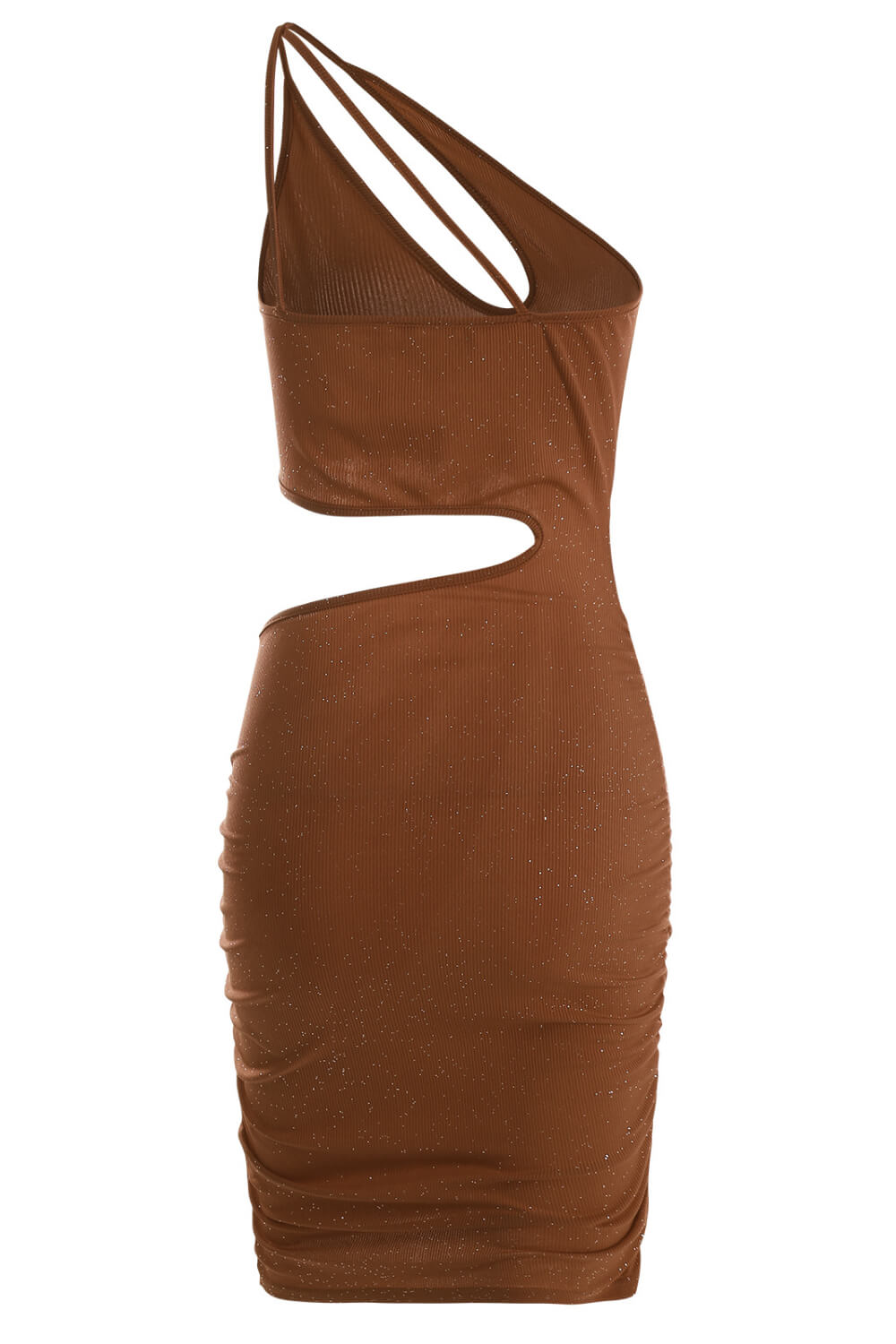 Rhinestone Detail Cutout One-Shoulder Mini Dress