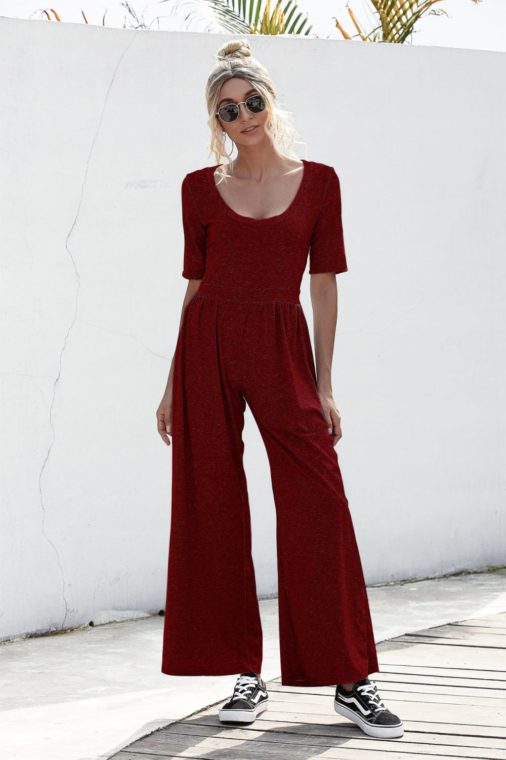 Scoop Neck Wide Leg Jumpsuit