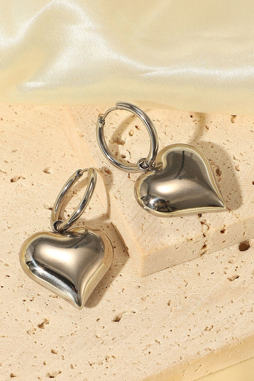 Heart Huggie Hoop Earrings Heart Huggie Hoop Earrings - M&R CORNER Trendsi Silver / One Size