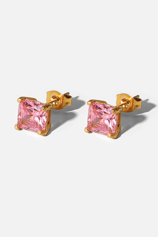 Cubic Zirconia Stud Earrings Cubic Zirconia Stud Earrings - M&R CORNER Trendsi Pink / One Size