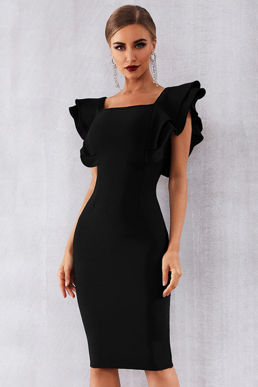Solid Ruffle Shoulder Dress Solid Ruffle Shoulder Dress - M&R CORNERDresses Trendsi
