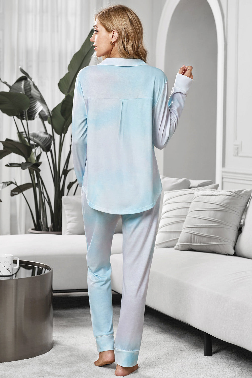Tie-Dye Long Sleeve Shirt and Pants Pajama Set