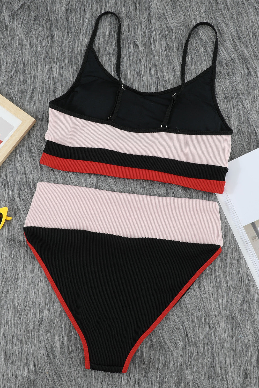 Color Block High Waisted Two-Piece Swimsuit Set