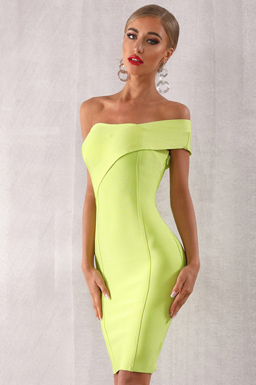 Solid Color One Shoulder Dress Solid Color One Shoulder Dress - M&R CORNERDresses Trendsi Fluorescent Green / XS