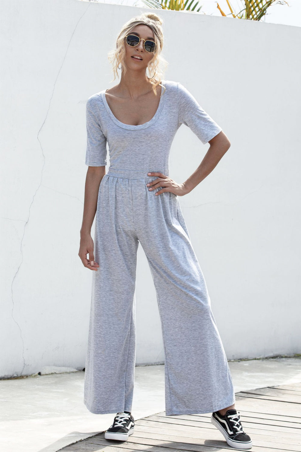 Scoop Neck Wide Leg Jumpsuit