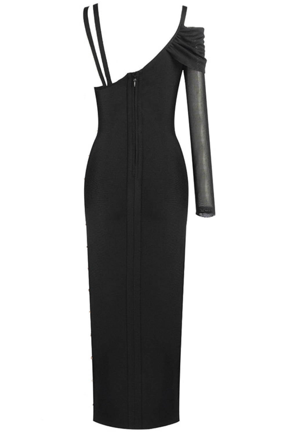 One Sleeve Pin Detail Slit Dress One Sleeve Pin Detail Slit Dress - M&R CORNERDresses Trendsi