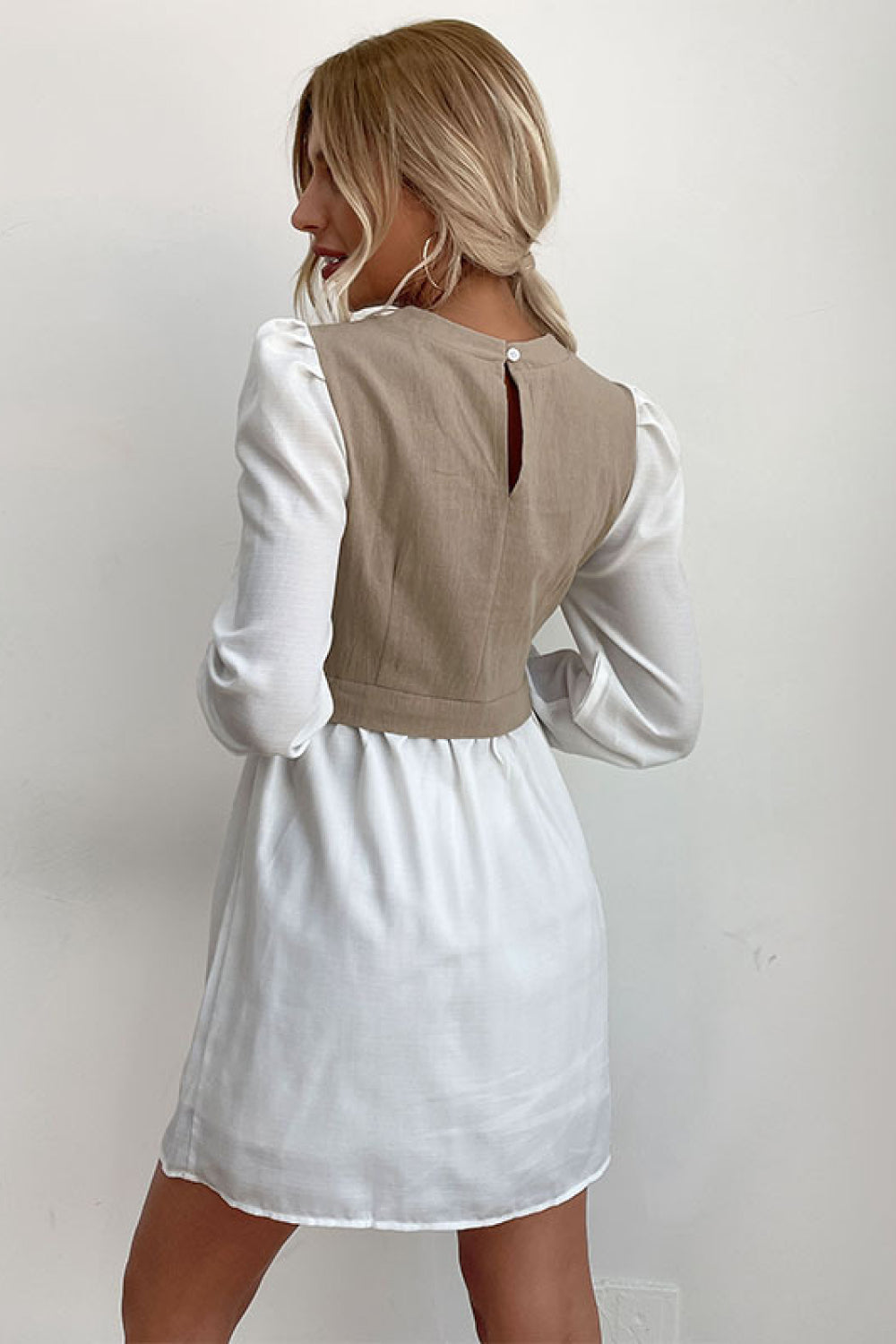 Layered Two-Tone Mini Shirt Dress