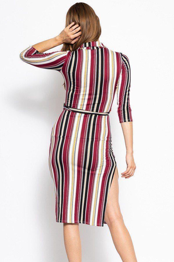 Stripes Print Midi Tee Dress