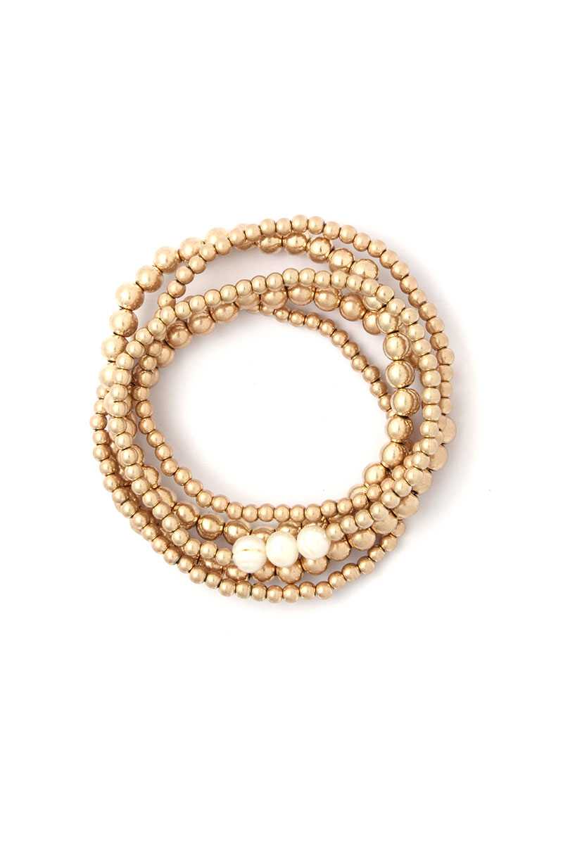 <transcy>Ensemble de bracelets empilables avec perles en métal</transcy>