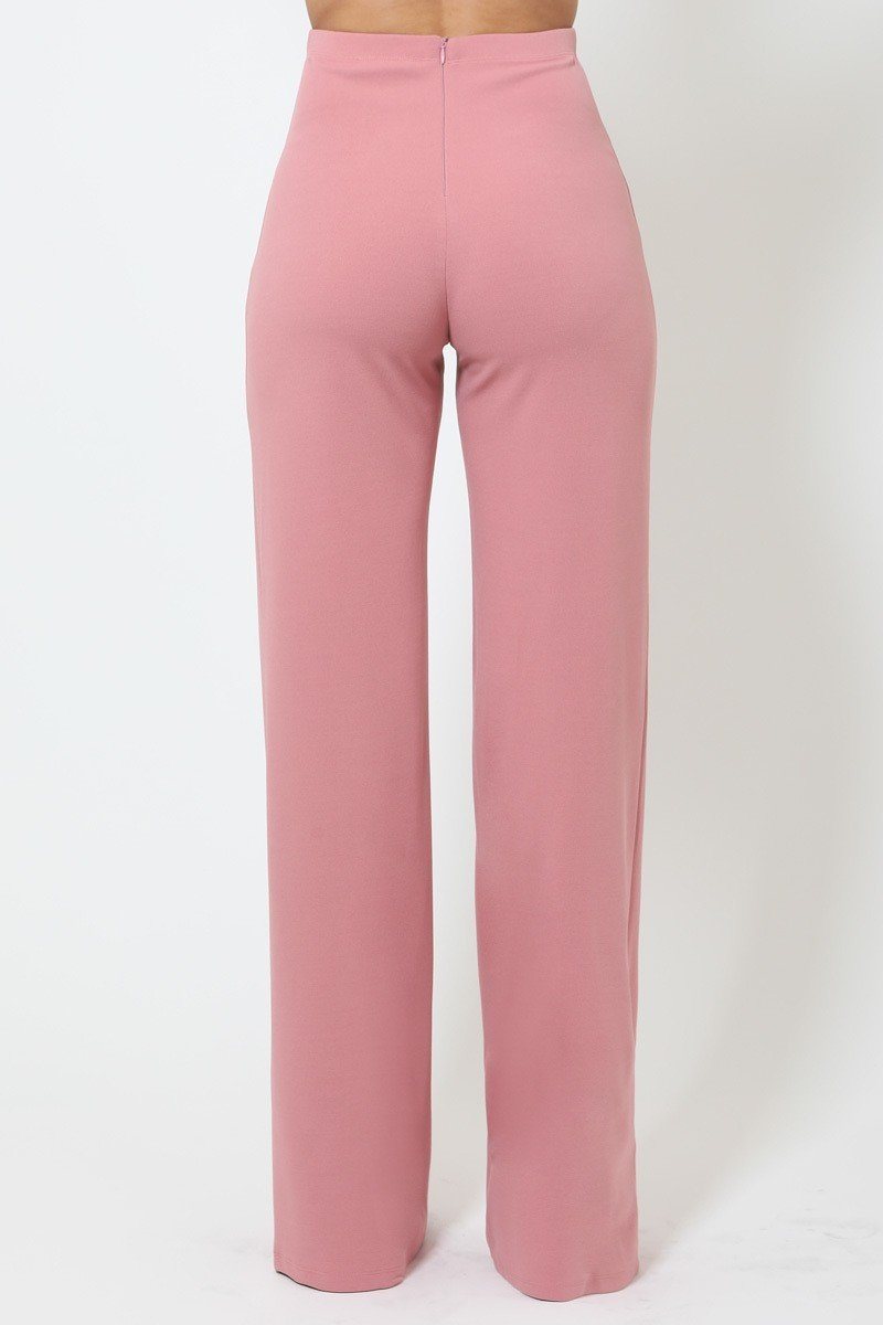 High-waist Crepe Pants With Buttons High-waist Crepe Pants With Buttons - M&R CORNER M&R CORNER