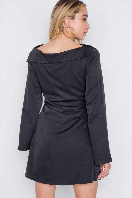 Straight Neck Solid Front-tie Dress Straight Neck Solid Front-tie Dress - M&R CORNER M&R CORNER