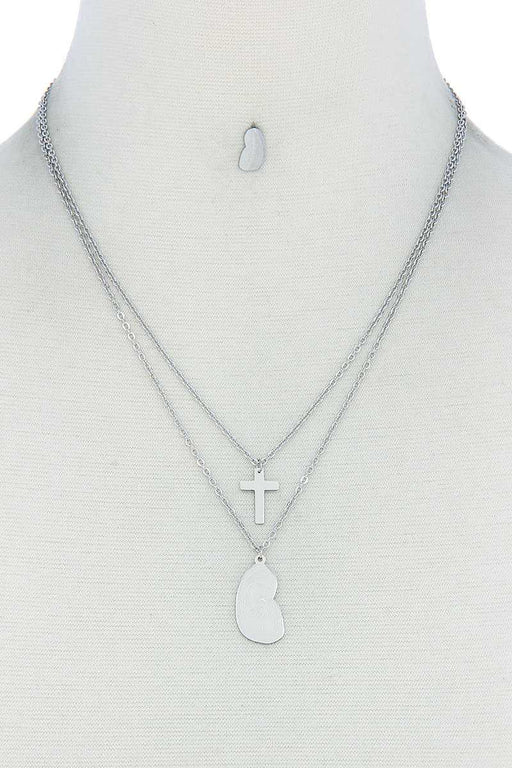 Stylish Double Layer Cross And Mary Necklace And Earring Set Stylish Double Layer Cross And Mary Necklace And Earring Set - M&R CORNER M&R CORNER