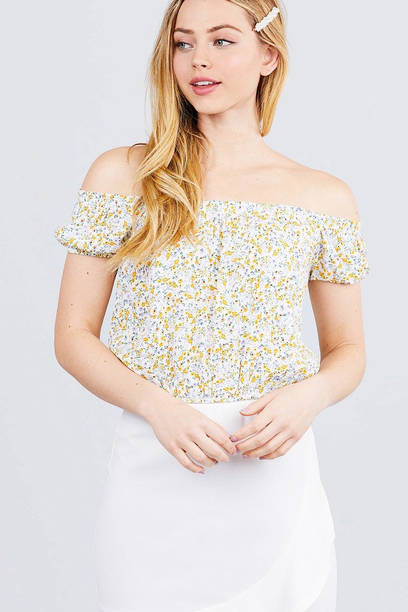 Off The Shoulder Printed Woven Top