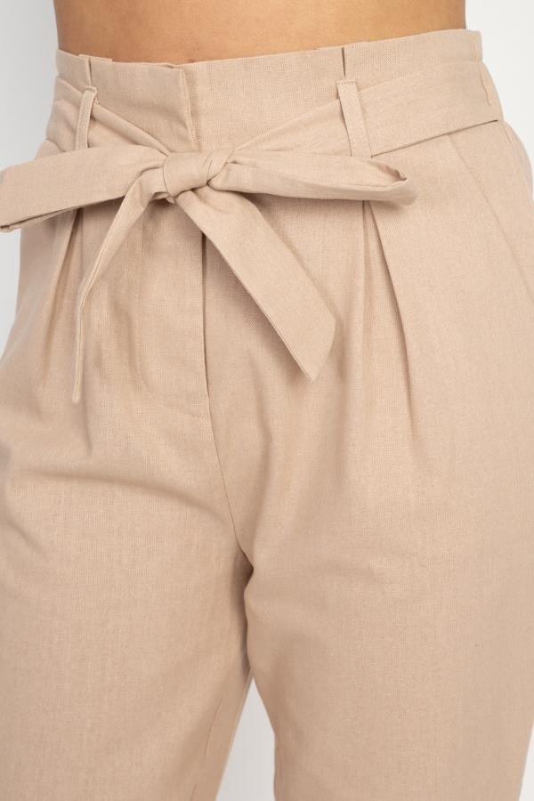 Belted Linen Paper Bag Pants Belted Linen Paper Bag Pants - M&R CORNER M&R CORNER