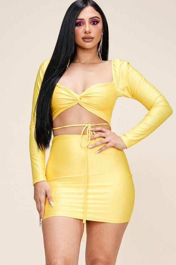 Twisted Front And Waist Tie Mini Dress