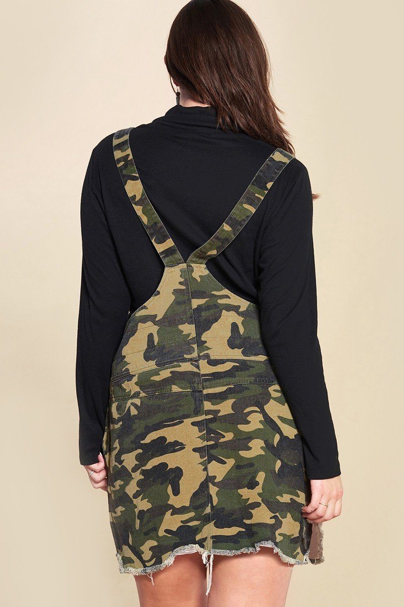 <transcy>Mini-robe salopette à imprimé camouflage</transcy>