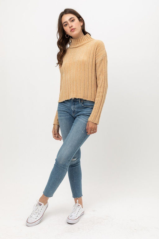 Mini Velvet Chenille Crop Sweater Mini Velvet Chenille Crop Sweater - M&R CORNER M&R CORNER Honey / S